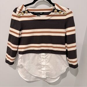 Veronica Beard Bertie Stripe Layered Top
Women's XS Charcoal Multi Pullover